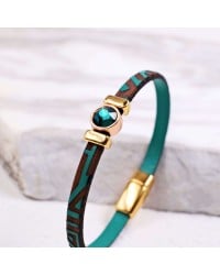 Δερμάτινο Βραχιόλι με Χάραξη και Κρύσταλλο Swarovski | Χειροποίητο Χειροποίητο δερμάτινο βραχιόλι με κρύσταλλο Swarovski