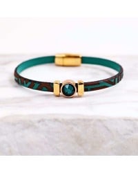 Δερμάτινο Βραχιόλι με Χάραξη και Κρύσταλλο Swarovski | Χειροποίητο Χειροποίητο δερμάτινο βραχιόλι με κρύσταλλο Swarovski