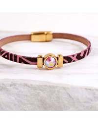Δερμάτινο Βραχιόλι με Χάραξη και Κρύσταλλο Swarovski | Χειροποίητο Χειροποίητο δερμάτινο βραχιόλι με κρύσταλλο Swarovski