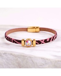 Δερμάτινο Βραχιόλι με Χάραξη και Κρύσταλλο Swarovski | Χειροποίητο Χειροποίητο δερμάτινο βραχιόλι με κρύσταλλο Swarovski