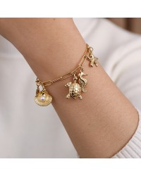 Βραχιόλι Ανοξείδωτο Ατσάλι με Θαλασσινά Charms Επίχρυσο βραχιόλι από ανοξείδωτο ατσάλι με μεταλλικά θαλασσινά στοιχεία