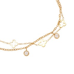 Stainless Steel Jewelry: Βραχιόλι Αλυσίδα Cross & Zircon Επίχρυσο βραχιόλι αλυσίδα από ανοξείδωτο ατσάλι με μεταλλικούς σταυρούς και ζιργκόν