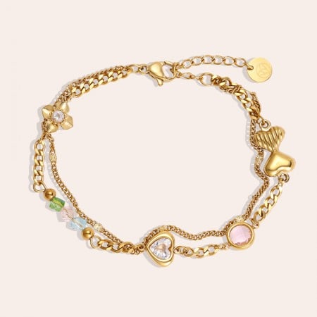 Stainless Steel Jewelry: Βραχιόλι Αλυσίδα Hearts & Zircon Stainless Steel Jewelry: Βραχιόλι Αλυσίδα Hearts & Zircon