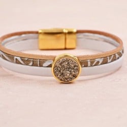 Γυναίκειο Βραχιόλι | Multi Leather & Lava Stone Χειροποίητο βραχιόλι φτιαγμένο από φυσικό δέρμα με ακρυλική πέτρα και μαγνητικό κούμπωμα