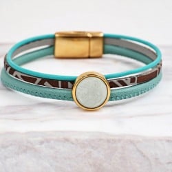 Γυναίκειο Βραχιόλι | Multi Leather & Stone Χειροποίητο βραχιόλι φτιαγμένο από φυσικό δέρμα με ακρυλική πέτρα και μαγνητικό κούμπωμα