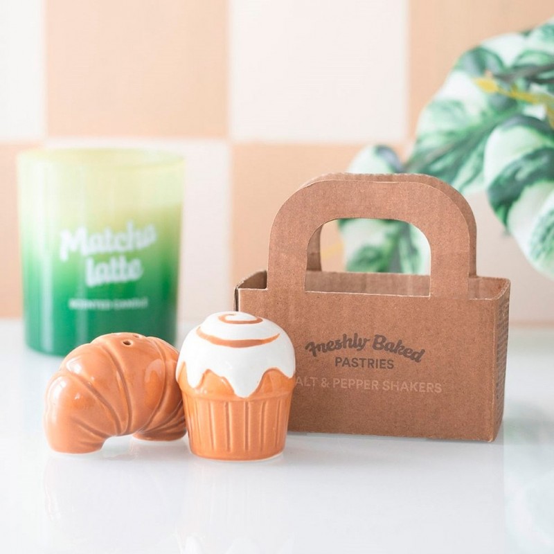Ceramic Croissant & Cupcake Salt and Pepper Set