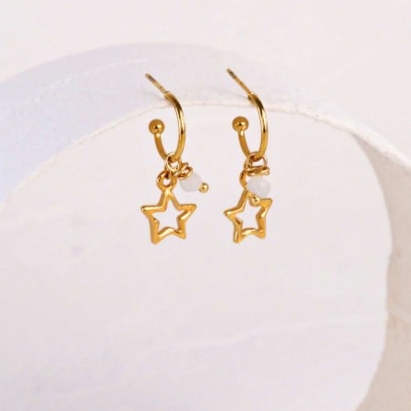 Stainless Steel Jewelry: Σκουλαρίκια Κρίκοι Αστέρι