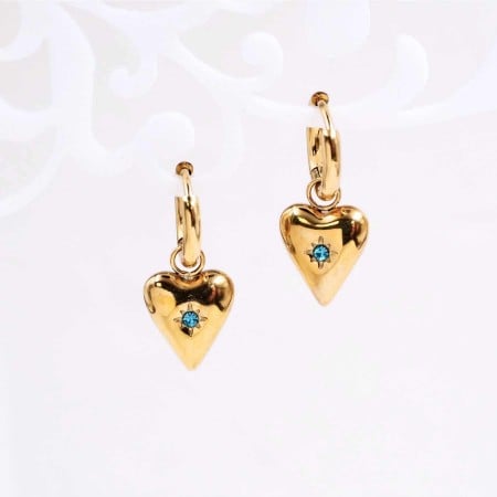Stainless Steel Jewelry: Σκουλαρίκια Κρίκοι Καρδιά