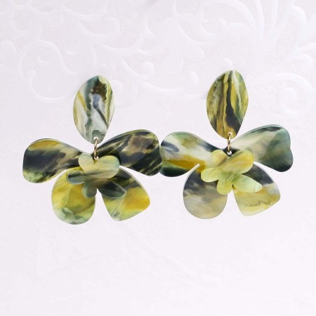 Σκουλαρίκια Plexiglass Flower | Πράσινο