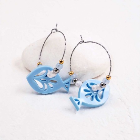 Σκουλαρίκια Κρίκοι - Resin Fish Light Blue Σκουλαρίκια Κρίκοι - Resin Fish Light Blue