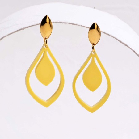Επίχρυσα Σκουλαρίκια | Minimal Resin Drop - Κίτρινο Επίχρυσα Σκουλαρίκια | Minimal Resin Drop - Κίτρινο