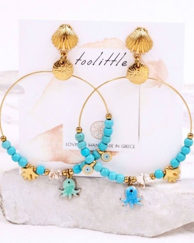 Σκουλαρίκια Sea Life | Howlite & Enamel Σκουλαρίκια Sea Life | Howlite & Enamel