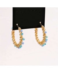 Σκουλαρίκια Κρίκοι Ανοξείδωτο Ατσάλι | Crystal Beads Σκουλαρίκια από ανοξείδωτο ατσάλι με επίχρυση επιμετάλλωση και κρύσταλλα