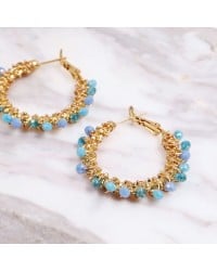 Σκουλαρίκια Κρίκοι Ανοξείδωτο Ατσάλι | Crystal Beads Σκουλαρίκια από ανοξείδωτο ατσάλι με επίχρυση επιμετάλλωση και κρύσταλλα