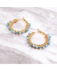 Σκουλαρίκια Κρίκοι Ανοξείδωτο Ατσάλι | Crystal Beads Σκουλαρίκια από ανοξείδωτο ατσάλι με επίχρυση επιμετάλλωση και κρύσταλλα