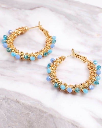 Σκουλαρίκια Κρίκοι Ανοξείδωτο Ατσάλι | Crystal Beads