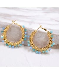 Σκουλαρίκια Κρίκοι Ανοξείδωτο Ατσάλι | Crystal Beads Σκουλαρίκια από ανοξείδωτο ατσάλι με επίχρυση επιμετάλλωση και κρύσταλλα