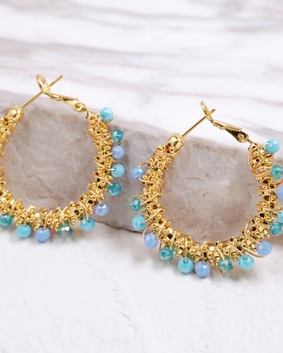 Σκουλαρίκια Κρίκοι Ανοξείδωτο Ατσάλι | Crystal Beads