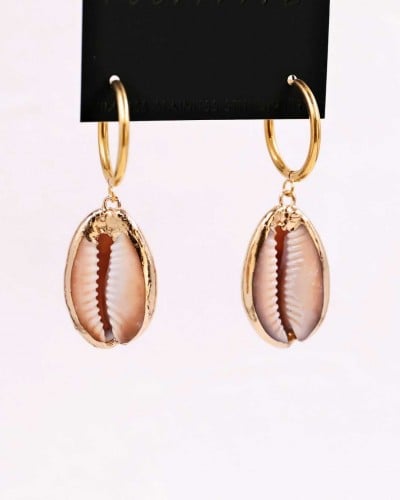 Stainless Steel | Σκουλαρίκια Κρίκοι Cowrie Shells