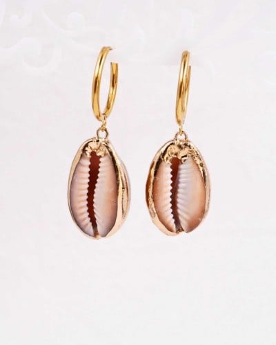 Stainless Steel | Σκουλαρίκια Κρίκοι Cowrie Shells