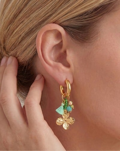 Stainless Steel Jewelry: Σκουλαρίκια Κρίκοι Λουλούδι