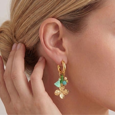 Stainless Steel Jewelry: Σκουλαρίκια Κρίκοι Λουλούδι