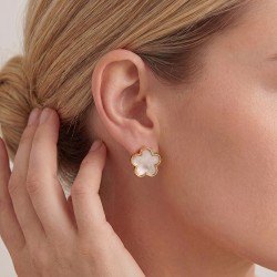 Καρφωτά επίχρυσα σκουλαρίκια από ανοξείδωτο ατσάλι και φίλντισι