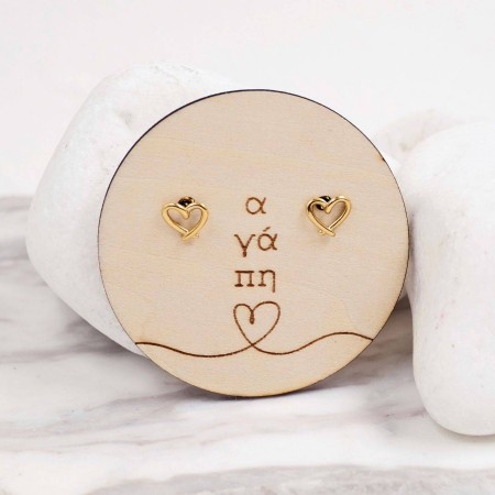 Stainless Steel Jewelry: Καρφωτά Σκουλαρίκια Doodle Heart