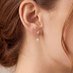 Σκουλαρίκια Ανοξείδωτο Ατσάλι - Mini Cubic Zircon Επίχρυσα σκουλαρίκια από ανοξείδωτο ατσάλι και ζιργκόν