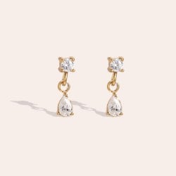 Σκουλαρίκια Ανοξείδωτο Ατσάλι - Mini Cubic Zircon Επίχρυσα σκουλαρίκια από ανοξείδωτο ατσάλι και ζιργκόν