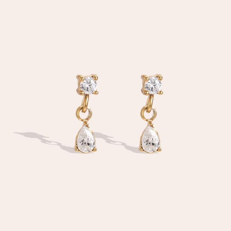 Σκουλαρίκια Ανοξείδωτο Ατσάλι - Mini Cubic Zircon Επίχρυσα σκουλαρίκια από ανοξείδωτο ατσάλι και ζιργκόν