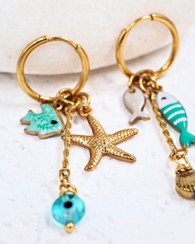 Stainless Steel Hoops | Σκουλαρίκια Sea Life