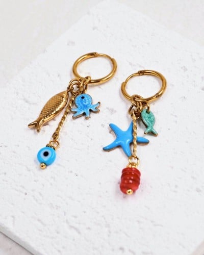 Stainless Steel Hoops | Σκουλαρίκια Sea Life