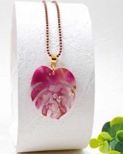 Μακρύ Κολιέ Toolittle - Resin Leaf Fuchsia
