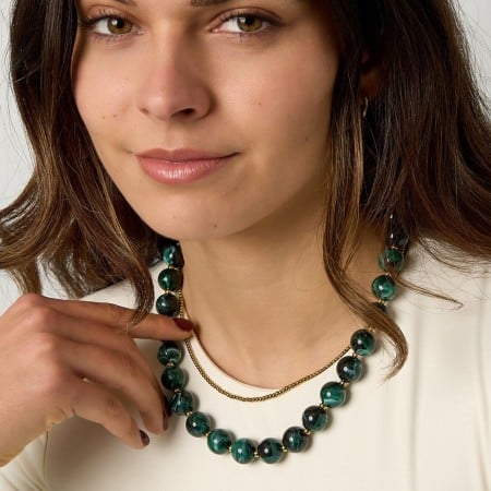 Stainless Steel Jewelry: Χειροποίητο Κολιέ με Πέτρες