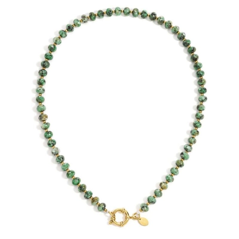 Stainless Steel Jewelry: Handmade Agate Necklace Handmade necklace made of 24K gold-plated stainless steel and agate