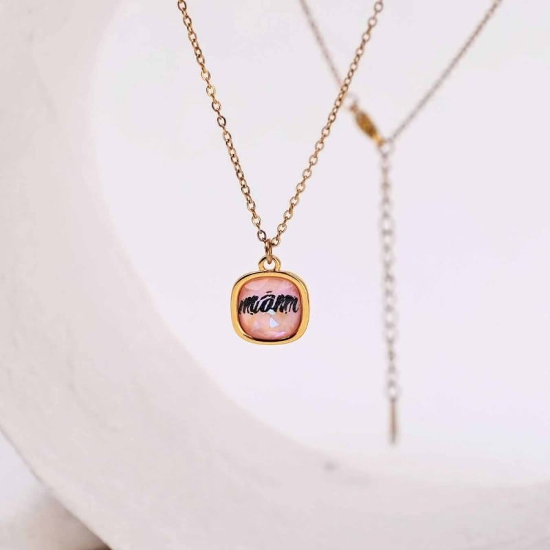 Xειροποίητo Κολιέ με κρύσταλλο Swarovski | Χάραξη Μom Xειροποίητo Κολιέ για τη μαμά με κρύσταλλο Swarovski - Χάραξη Μom