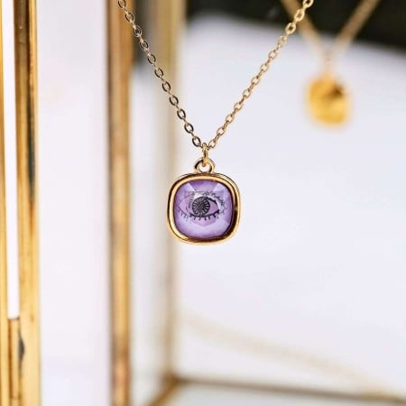 Xειροποίητo Κολιέ: Κρύσταλλο Swarovski με Χάραξη Μάτι