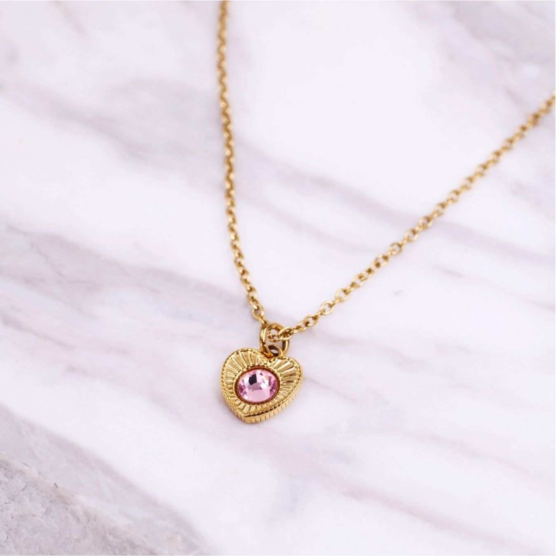 Χειροποίητο Κολιέ Καρδιά με Κρύσταλλο Swarovski Xειροποίητo κολιέ από επιχρυσωμένο ανοξείδωτο ατσάλι με καρδιά