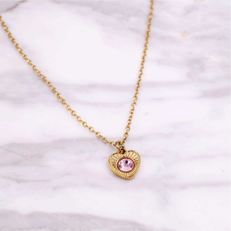Χειροποίητο Κολιέ Καρδιά με Κρύσταλλο Swarovski Xειροποίητo κολιέ από επιχρυσωμένο ανοξείδωτο ατσάλι με καρδιά