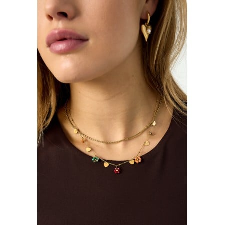 Stainless Steel Jewelry: Κολιέ Λουλούδια με Κρύσταλλα