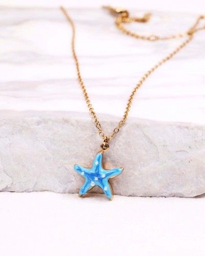 Stainless Steel Jewelry: Κολιέ Pearl Starfish