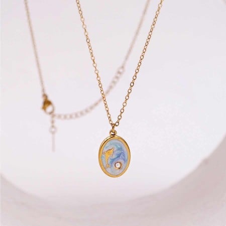 Stainless Steel Jewelry: Κολιέ Mother of Pearl| Dolphin
