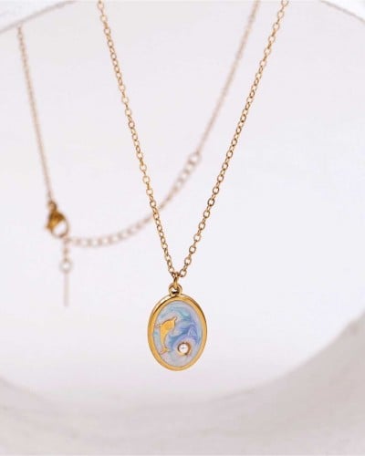 Stainless Steel Jewelry: Κολιέ Mother of Pearl| Dolphin Stainless Steel Jewelry: Κολιέ Mother of Pearl| Dolphin