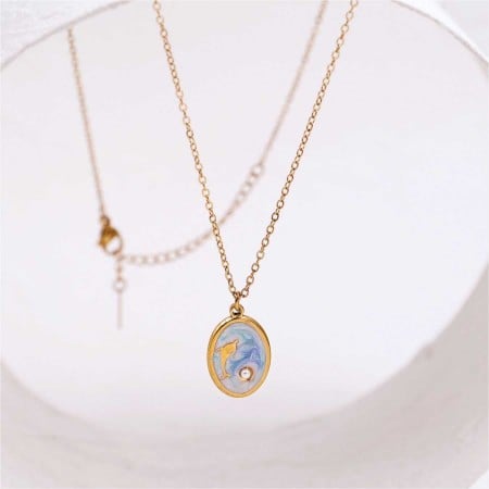 Stainless Steel Jewelry: Κολιέ Mother of Pearl| Dolphin Stainless Steel Jewelry: Κολιέ Mother of Pearl| Dolphin