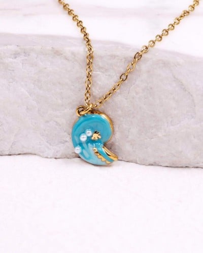 Stainless Steel Jewelry: Κολιέ Pearl Sea Shell