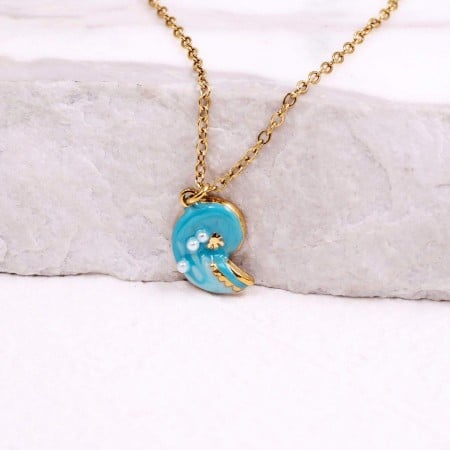 Stainless Steel Jewelry: Κολιέ Pearl Sea Shell Stainless Steel Jewelry: Κολιέ Pearl Sea Shell