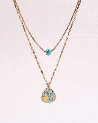 Stainless Steel: Δίσειρο Κολιέ Mother of Pearl| Sea Shell