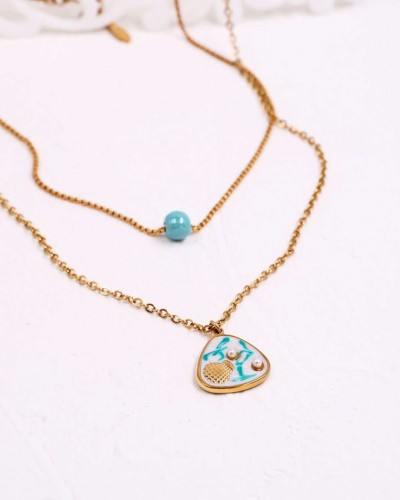 Stainless Steel: Δίσειρο Κολιέ Mother of Pearl| Sea Shell