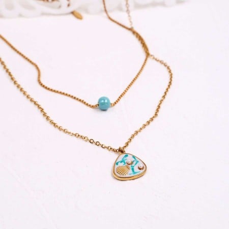 Stainless Steel: Δίσειρο Κολιέ Mother of Pearl| Sea Shell